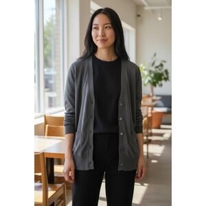 J. Crew Gray Linen Knit Cardigan with Pockets size Medium